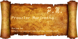 Preszler Marinetta névjegykártya